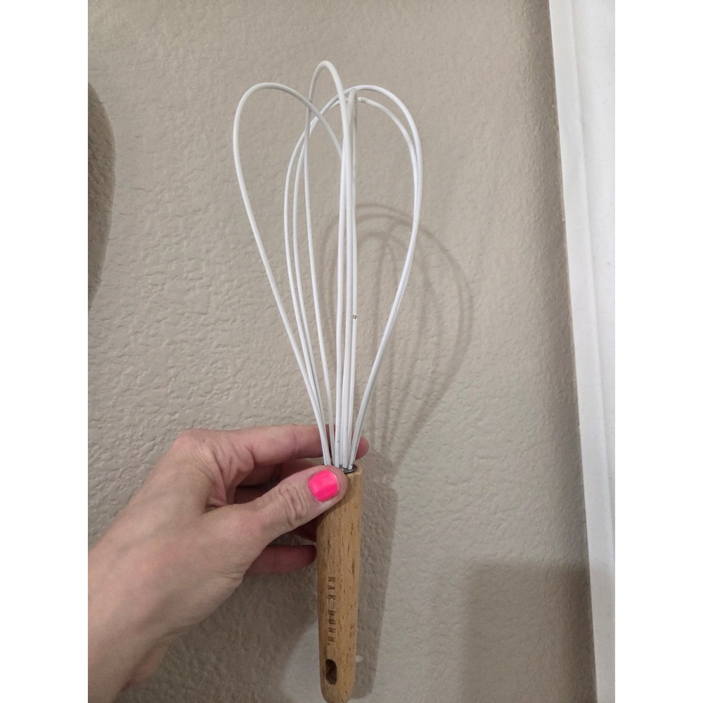 Rae Dunn White Silicone Whisk with Wood Handle Farmhouse Kitchen Tool